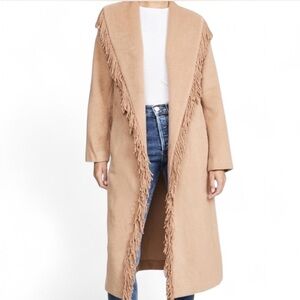 Line & Dot Long Coat with Fringes